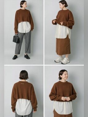 NICHOLSON & NICHOLSON Nico Pigalle Top Sweater Brown Wool Crop Capsule Sz 38